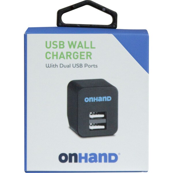 OnHand Dual-Port Wall Adapter - Black 3.1A 2-Port BP USB-A